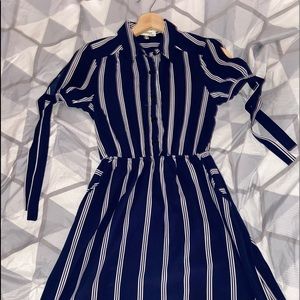 Blue striped Button Up Dress